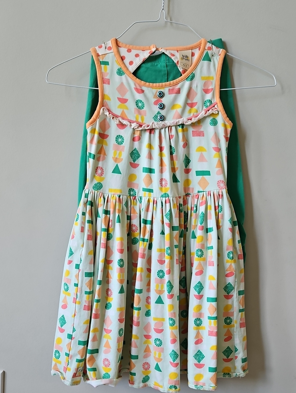 Wildflowers Girls Green & Multi Geometric Print Dress - 2-Piece Set